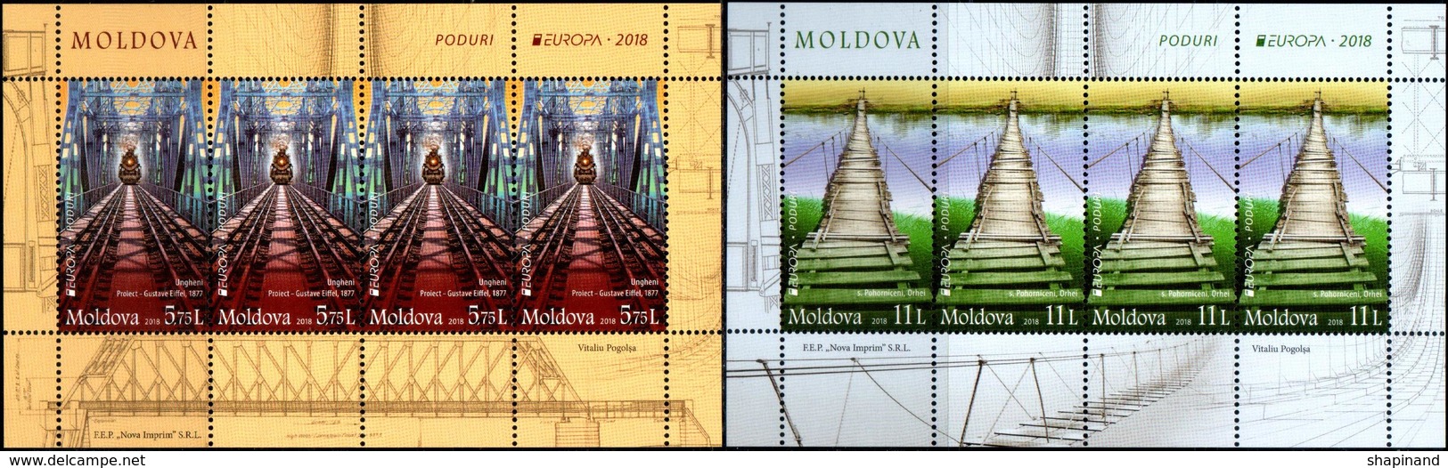 Moldova 2018. Europa - CEPT "Bridges" 2 MS. Booklet N2. Quality: 100% - 2018