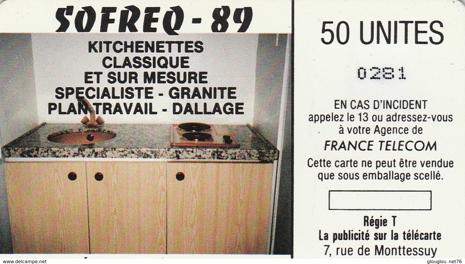 TELECARTE 50...SOFREQ-89...TIRAGLE LIMITE A 1000 EX... - 50 Unités   