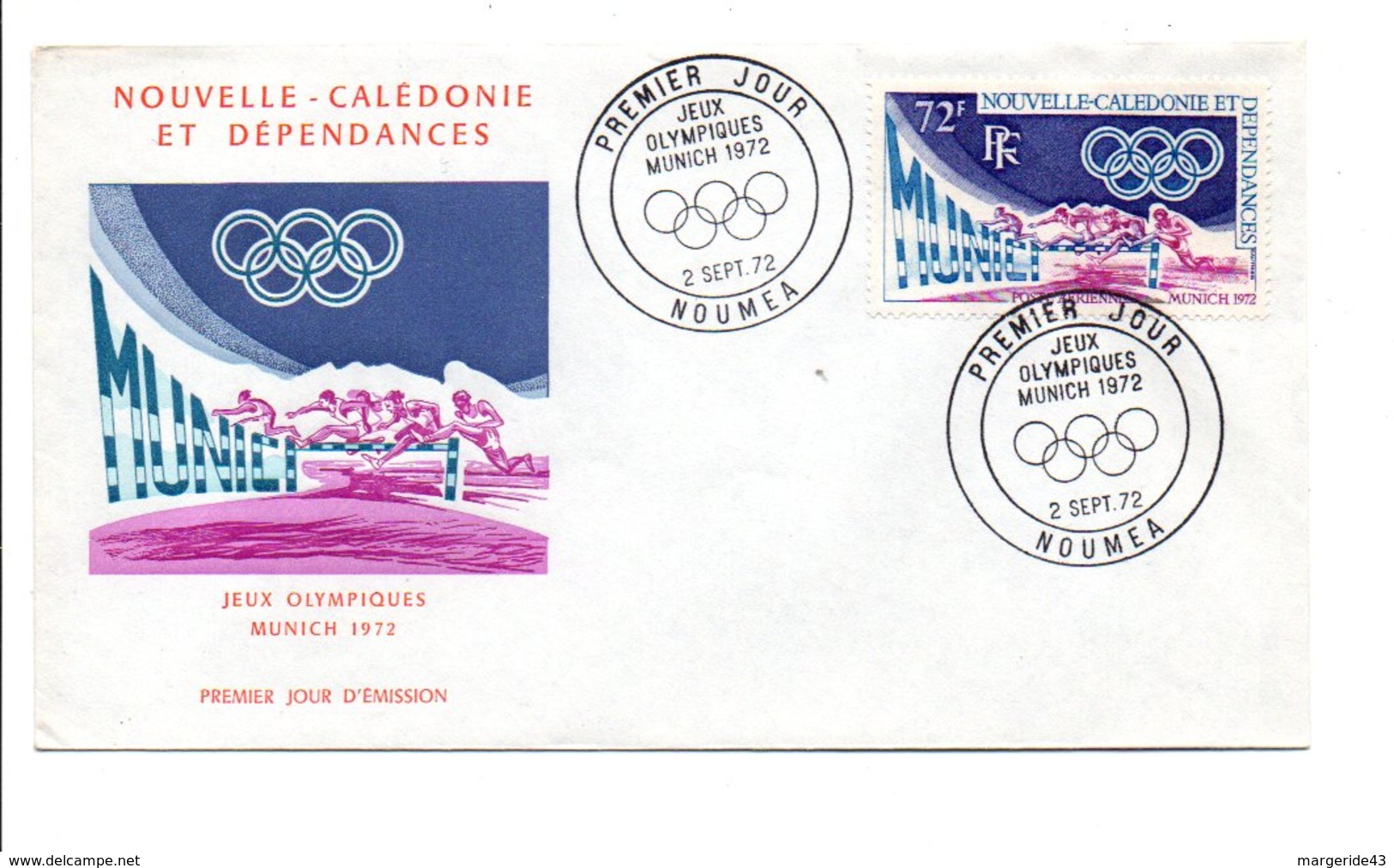 NOUVELLE CALEDONIE FDC 1972 (PA133) JEUX OLYMPIQUES DE MUNICH - FDC