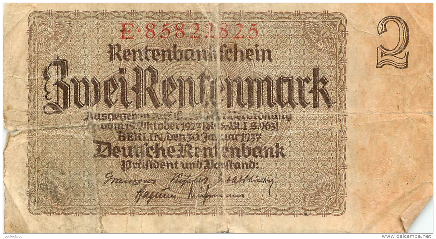 BILLET  DEUX RENTENMARK - Other & Unclassified