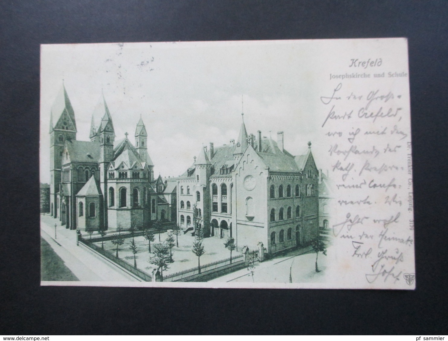 AK 1901 Krefeld Josephskirche Und Schule. Dr. Trenkler & Co, Leipzig. Nach Altkirch Ober Elsass Gesendet! - Krefeld