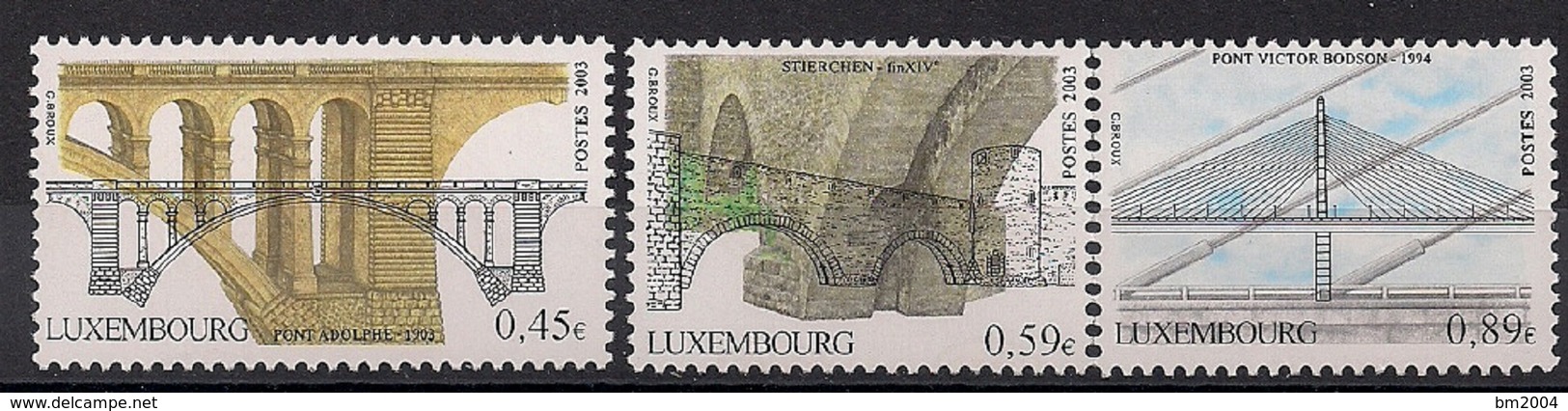 2003  Luxemburg Mi. 1604-6**MNH     Brücken In Luxemburg-Stadt. - Unused Stamps