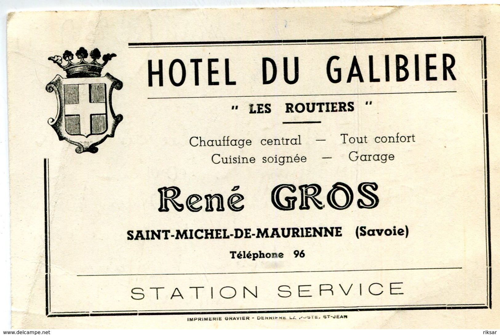 SAINT MICHEL DE MAURIENNE(HOTEL) CARTE DE VISITE - Visiting Cards