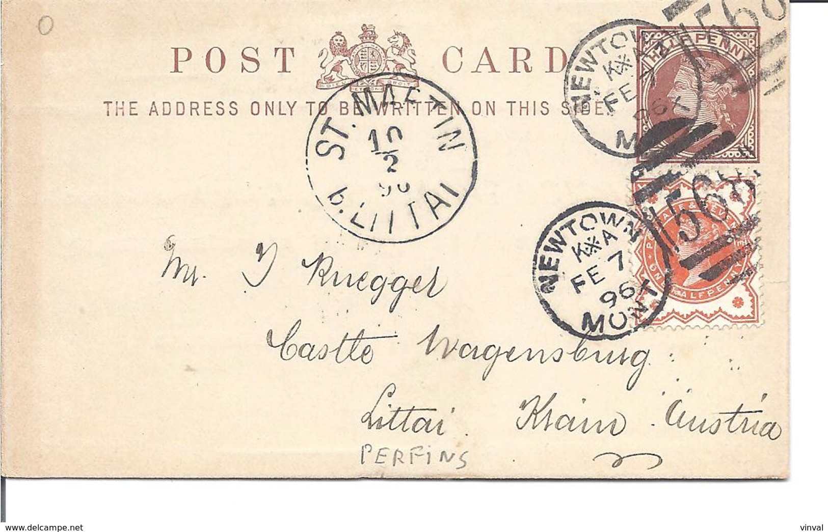 Great Britain Postcard 1896 With Perfin Stamp - Lettres & Documents