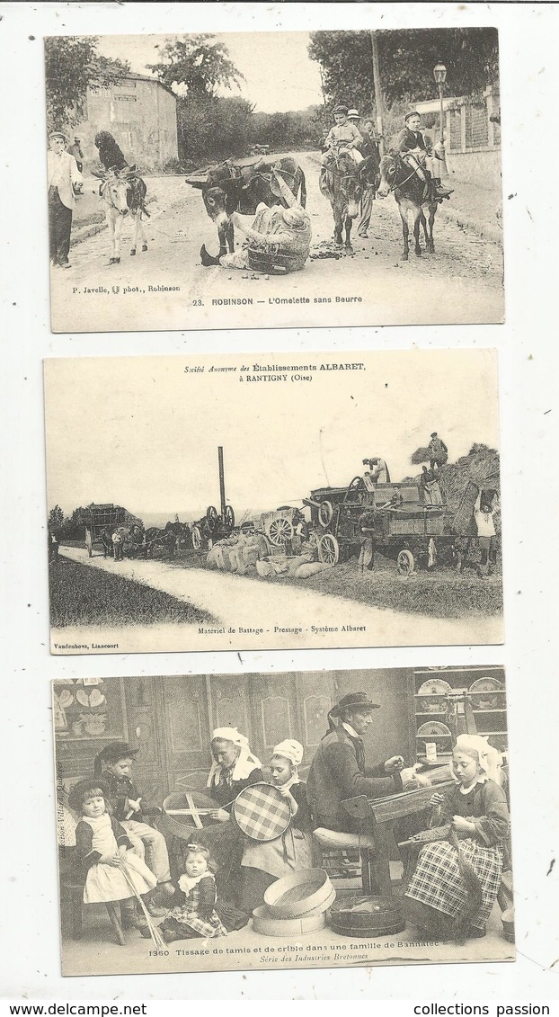 Reproduction Edito , Photo D.R. Troyes, Cabaret, Tissage Tamis, Battage , Robinson, 2 Scans, LOT DE 5 CARTES POSTALES - 5 - 99 Cartes