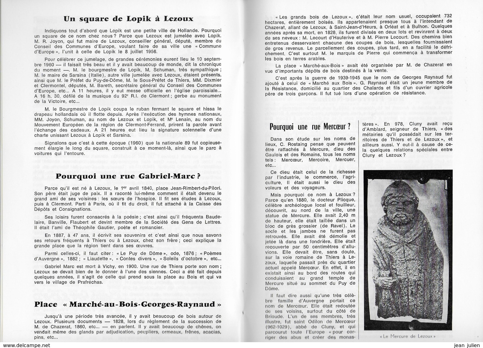 63 - LEZOUX - Places et rues de Lezoux  - J. DAVID - Avec dédicace - 1974 - 7 scans