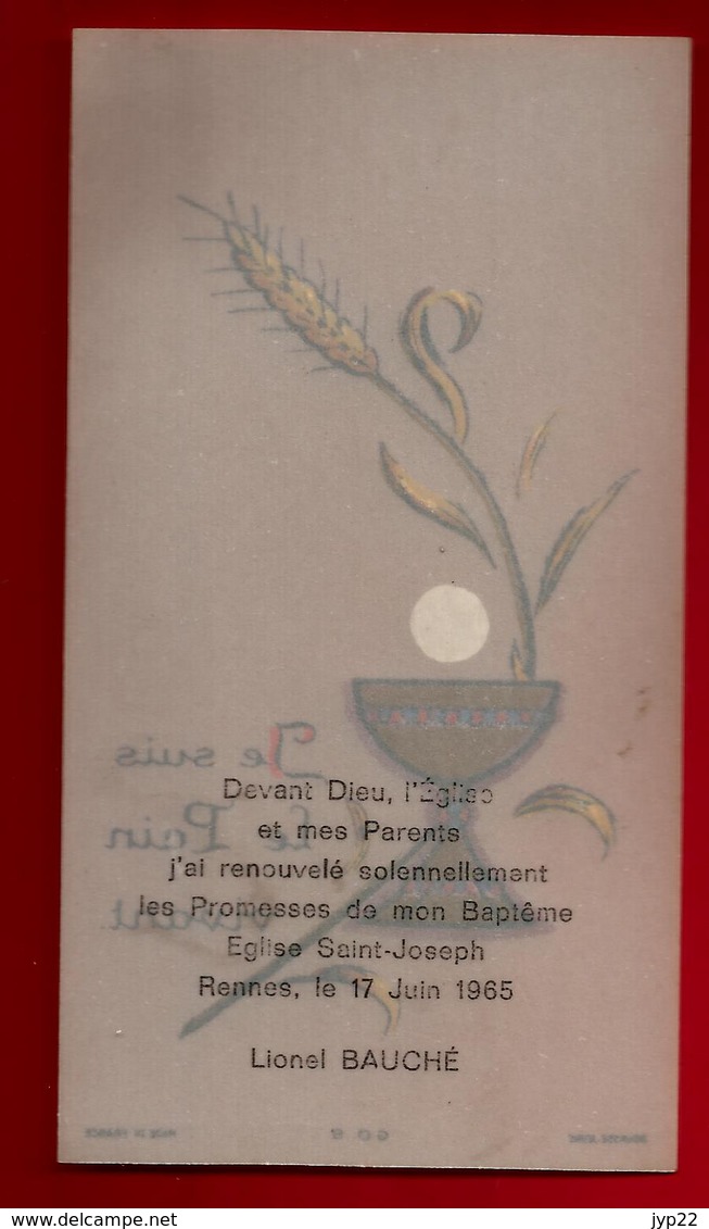 Image Pieuse Holy Card Communion Lionel Bauché Saint Joseph Rennes 17-06-1965 - Ed Bouasse Jeune G.O. 8 - Papier De Riz - Images Religieuses