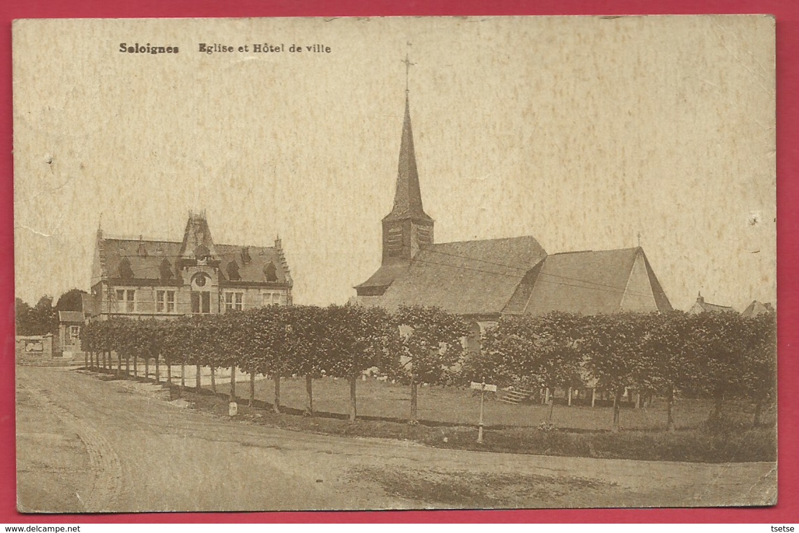 Seloignes - Eglise Et Hôtel De Ville - 1937 ( Voir Verso ) - Momignies