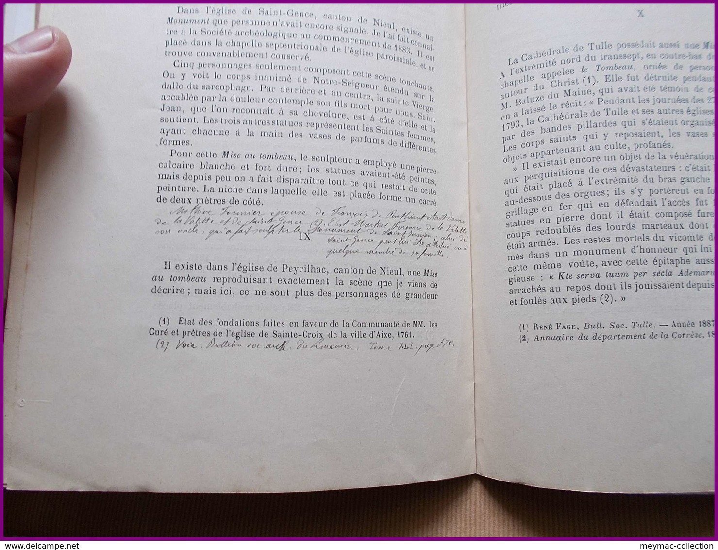 LIMOUSIN ABBE LECLER ETUDE MISES AU TOMBEAU 1888 DUCOURTIEUX LIMOGES curé de compreignac