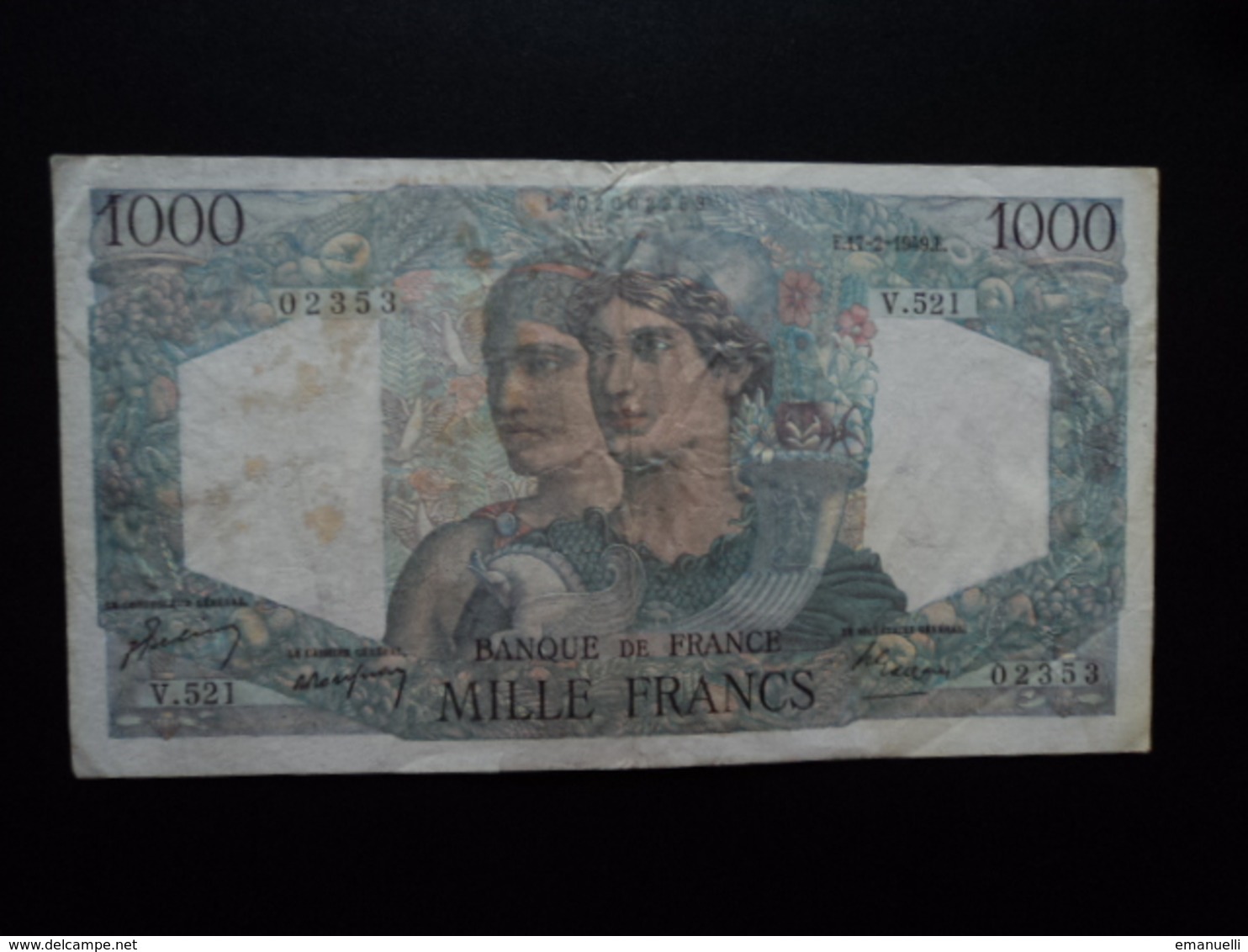 FRANCE : 1000 FRANCS  17.2..1949   FAYETTE 41 / P 130b    TB+ * - 1 000 F 1945-1950 ''Minerve Et Hercule''