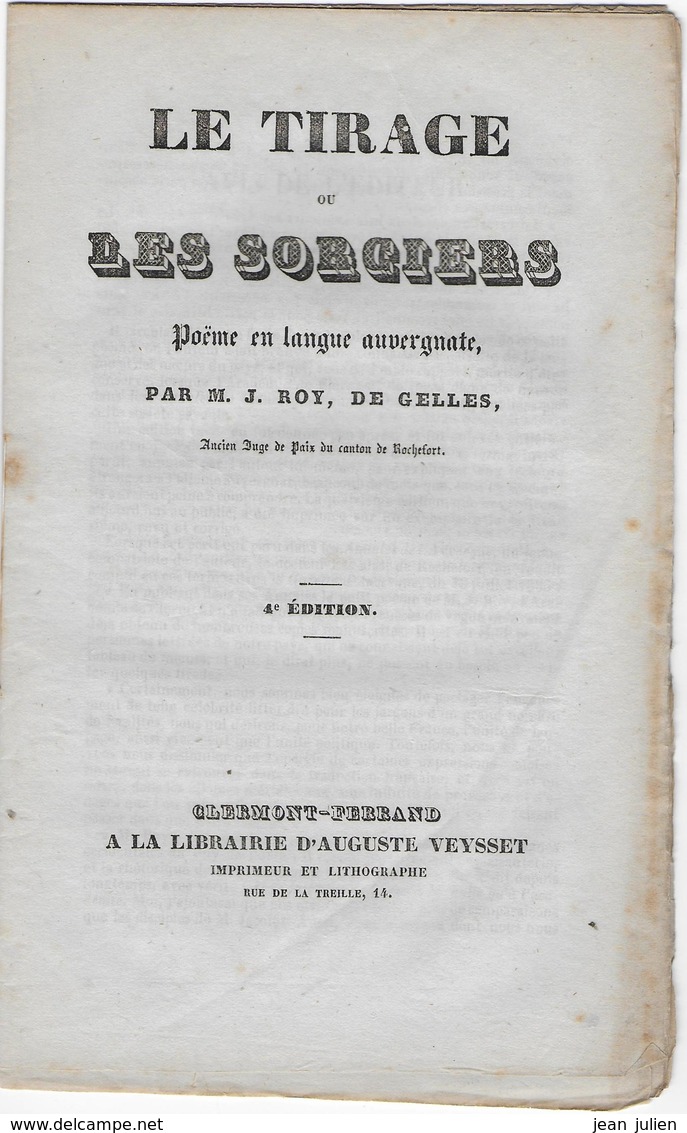 63 - GELLES  - LE TIRAGE OU LES SORCIERS  - Poeme En Langue Auvergnate -  J. ROY - Auvergne