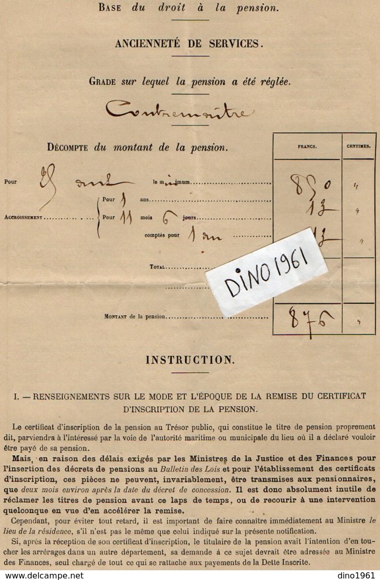 VP12.509 - PARIS 1892 - Administration De L' Etablissement Des Invalides - Pension Militaire Mr Julien à RUELLE - Documentos