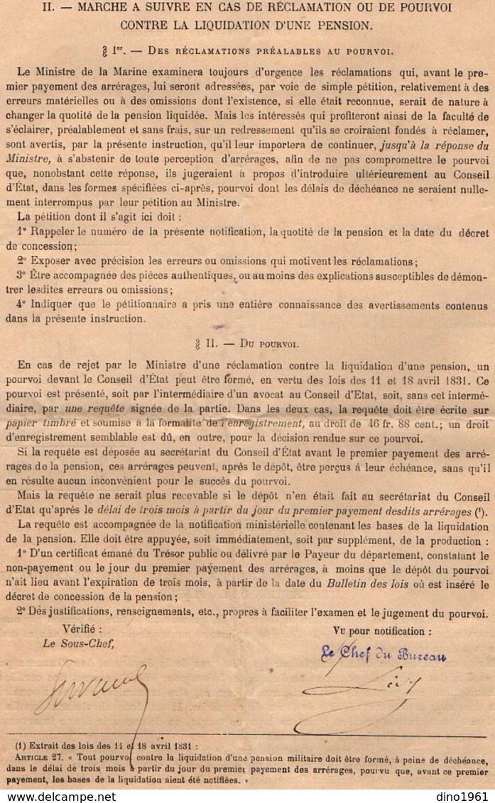 VP12.509 - PARIS 1892 - Administration De L' Etablissement Des Invalides - Pension Militaire Mr Julien à RUELLE - Documentos