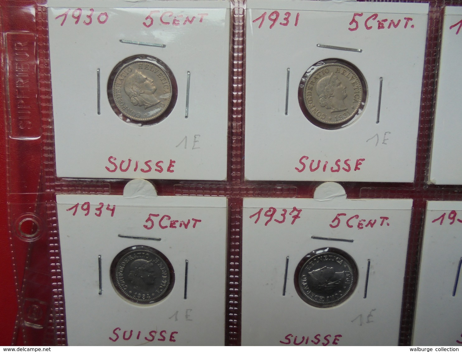 SUISSE 1880-2000 LOT DE 44 MONNAIES DATES DIFFERENTES DE 5 CENTS.