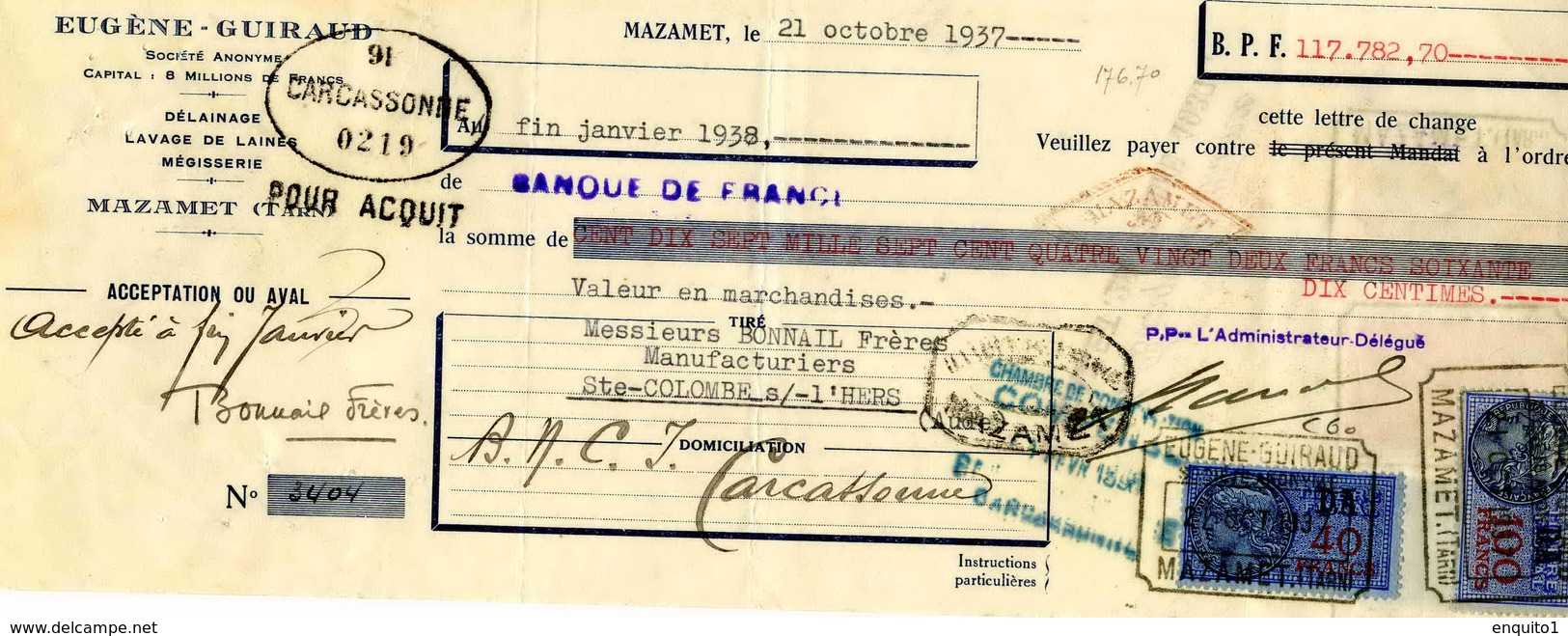 Timbres Fiscaux Sur Reçu Notarial - Autres & Non Classés