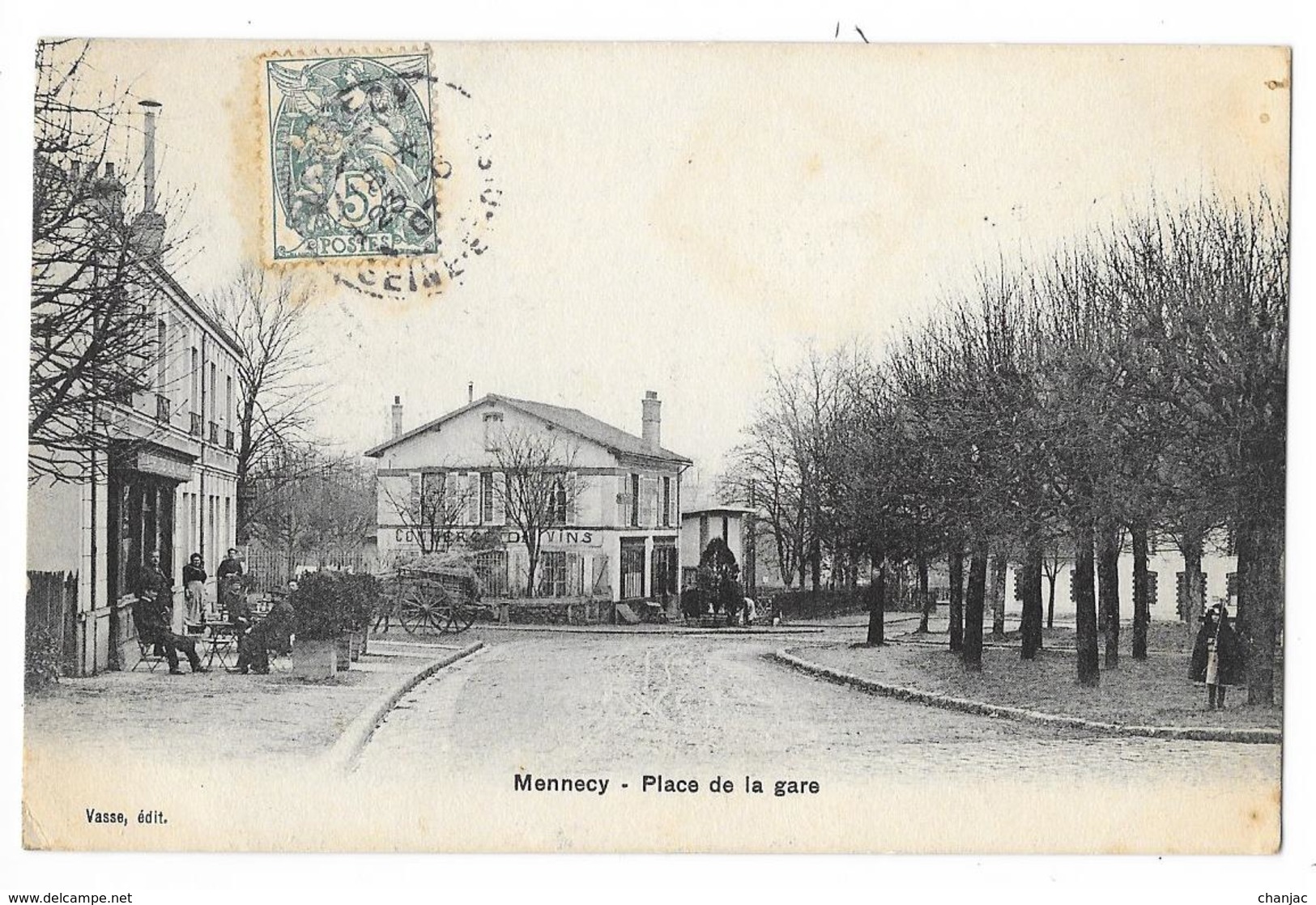 Cpa: 91 MENNECY (ar. Evry) Place De La Gare (Café De La Gare Animé) 1907 - Mennecy