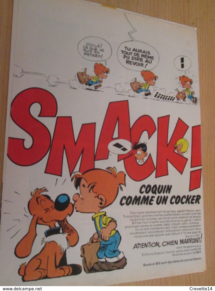 CLI618 PAGE DE REVUE SPIROU ANNEES 60/70 / SORTIE NOUVEL ALBUM BOULE ET BILL ROBA - Boule Et Bill