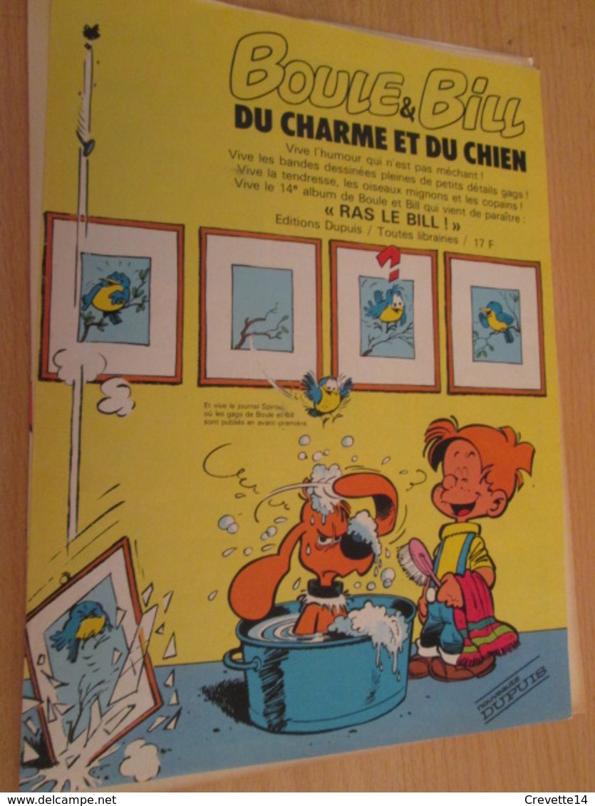 CLI618 PAGE DE REVUE SPIROU ANNEES 60/70 / SORTIE NOUVEL ALBUM  BOULE ET BILL ROBA - Boule Et Bill