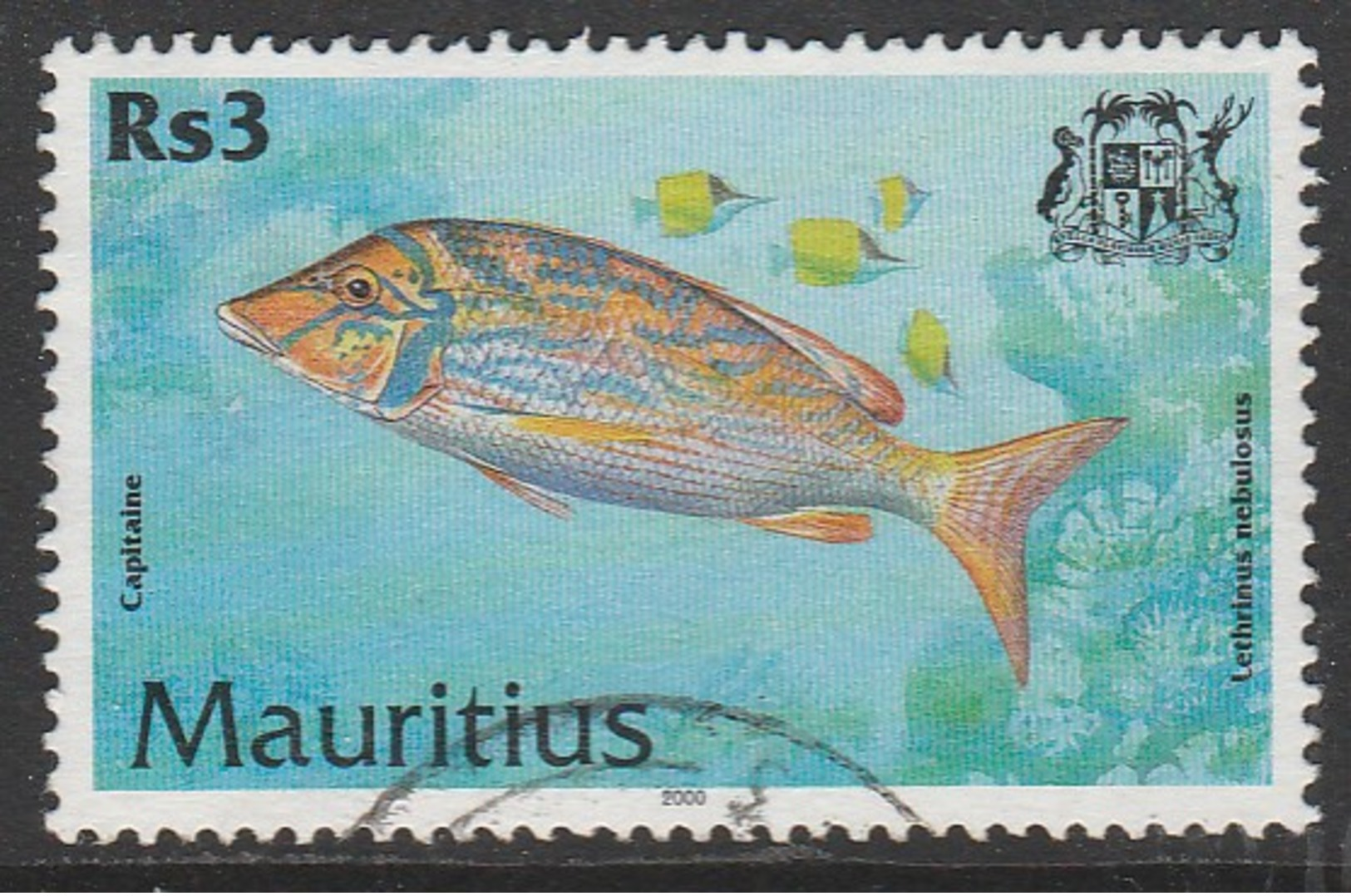 Mauritius 2000 Fish Rs 3  Multicoloured SW 925 O Used - Mauritius (1968-...)