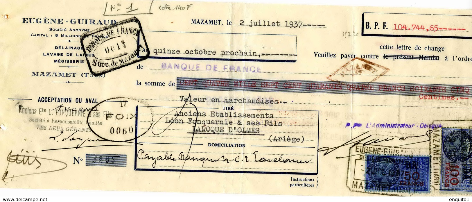 Timbres Fiscaux Sur Reçu Notarial - Autres & Non Classés