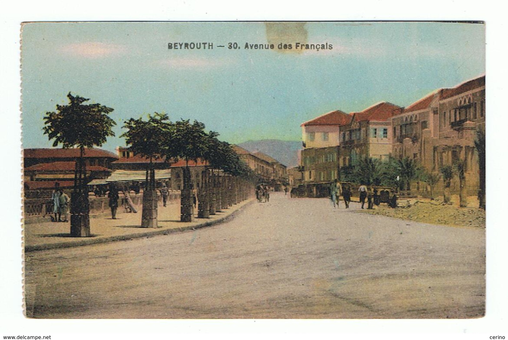 BEYROUTH:  AVENUE  DES  FRANCAIS  -  TIMBRE  ENLEVE' -  POUR  L' ITALIE  -  FP - Libano