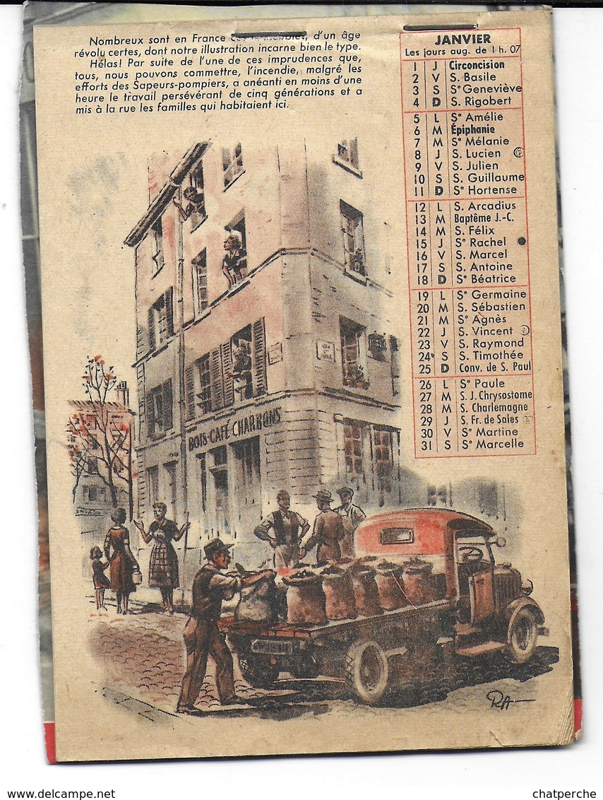 CALENDRIER ANNÉE ?? THÈME FEU INCENDIE SAPEURS-POMPIERS SECOURS ILLUSTRATEUR RAOUL AUGER - Autres & Non Classés