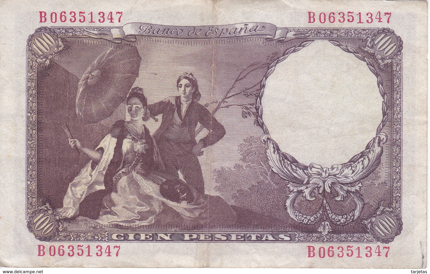 BILLETE DE ESPAÑA DE 100 PTAS 19/02/1946 SERIE B (BANK NOTE) GOYA - 100 Pesetas