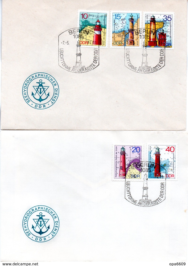 DDR 2 Schmuck-FDC Mi 1953/57 "Leuchttürme", ESSt BERLIN 7.5.1974 - Leuchttürme