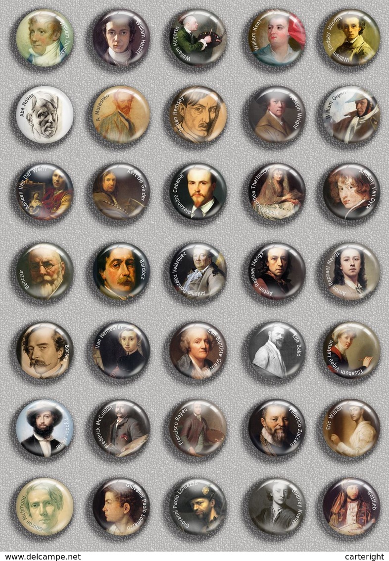 Artist Self Portraitset Painting BADGE BUTTON PIN SET (1inch/25mm Diameter) 35 DIFF I - Berühmte Personen