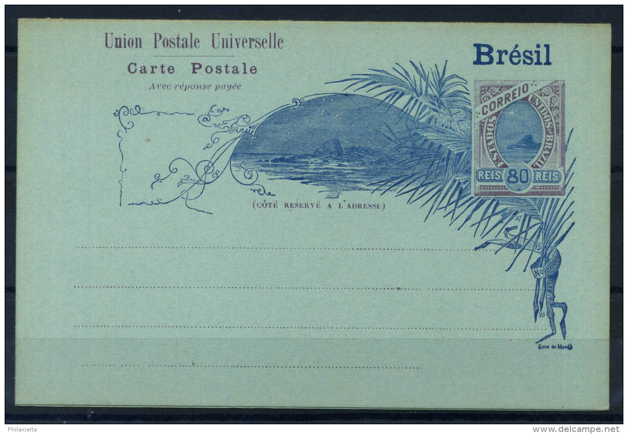 Brasile 1896 Intero Postale 100% UPU, 80 Reis - Interi Postali