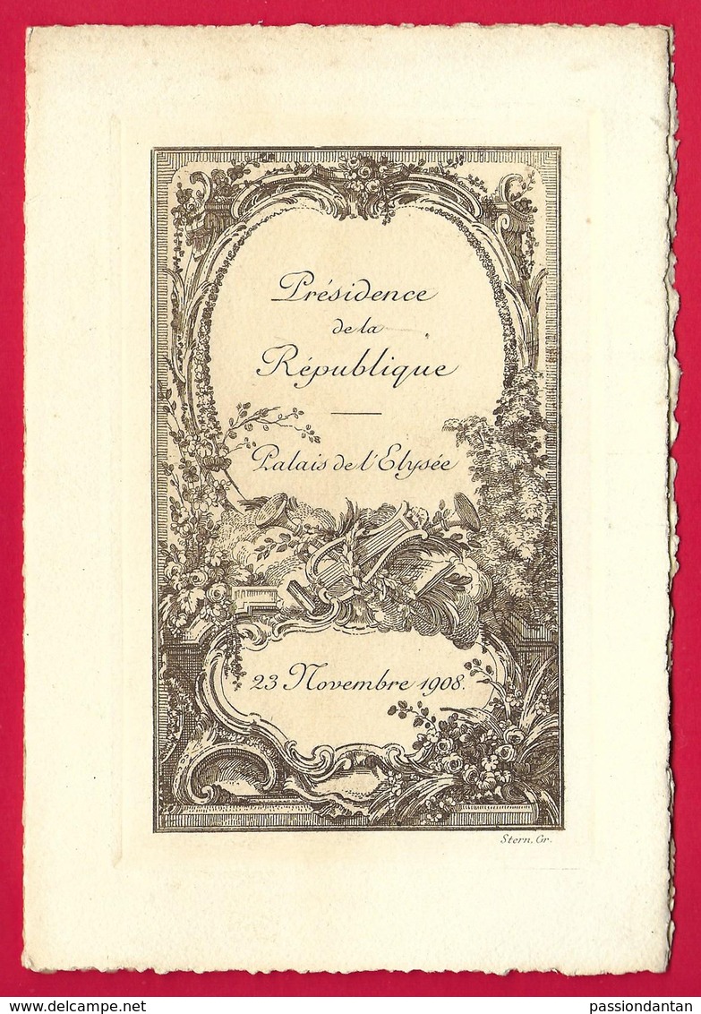 Programme Culturel Au Palais De L'Élysée - Présidence De La République Française - Année 1908 - Programmes