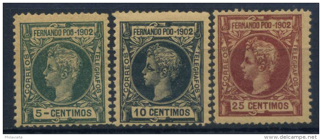 Fernando Po 1902 Mi. 105-107 Nuovo ** 100% Re Alfonso XIII - Fernando Po