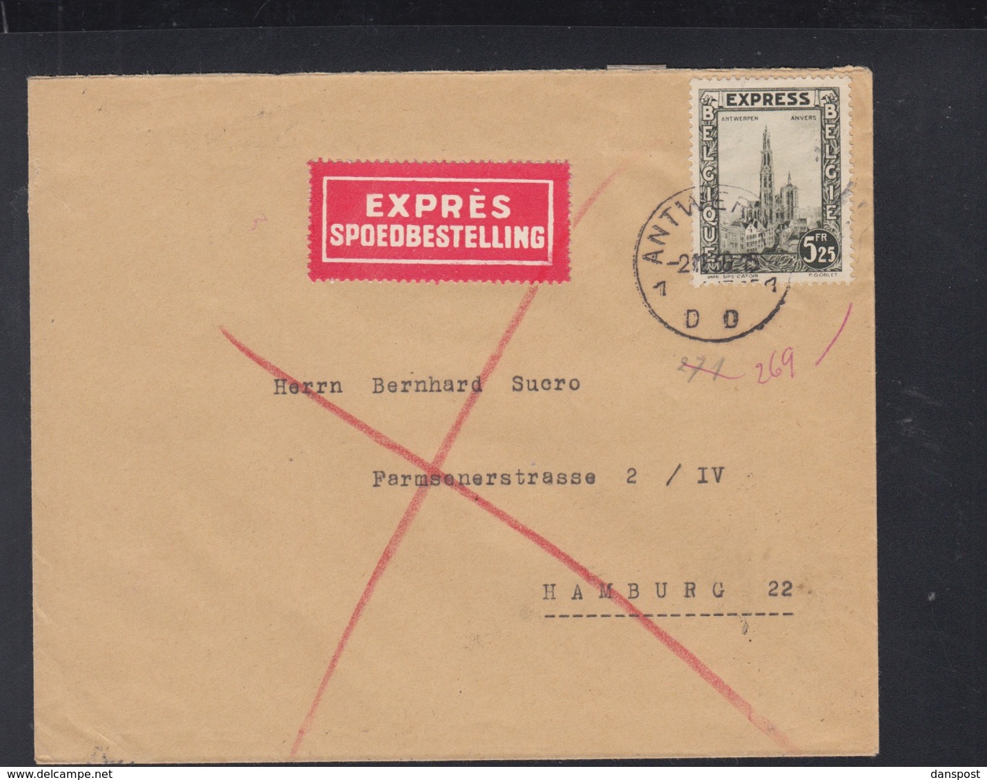 Belgien Expresbrief 1936 Nach Deutschland - Briefe U. Dokumente