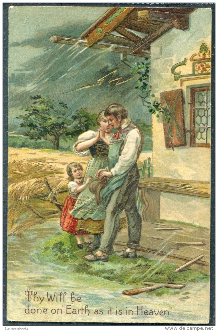 1908 Guernsey 'They Will Be Done On Earth As It Is In Heaven' Embossed Prayer Postcard Local Useage - Guernsey