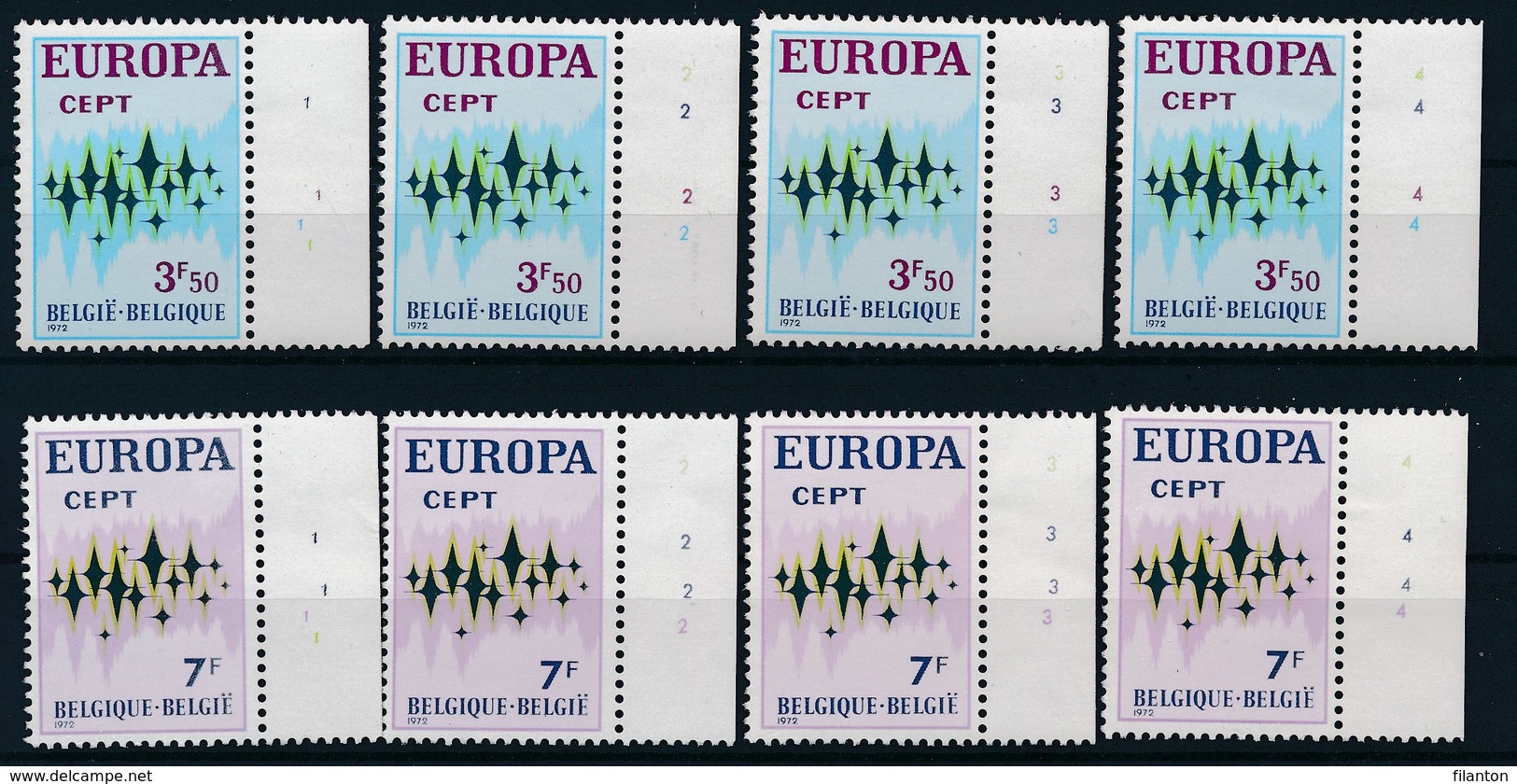 BELGIE - OBP Nr 1623/1624 - Europa CEPT - PLAATNUMMER 1/4 - MNH** - 1971-1980