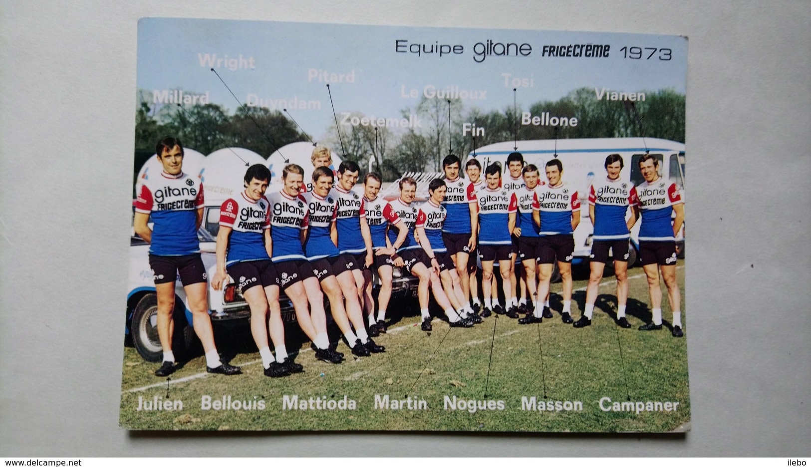 équipe Gitane Frigécrème 1973 Carte Publicitaire Cyclisme Vélo Sport - Cycling