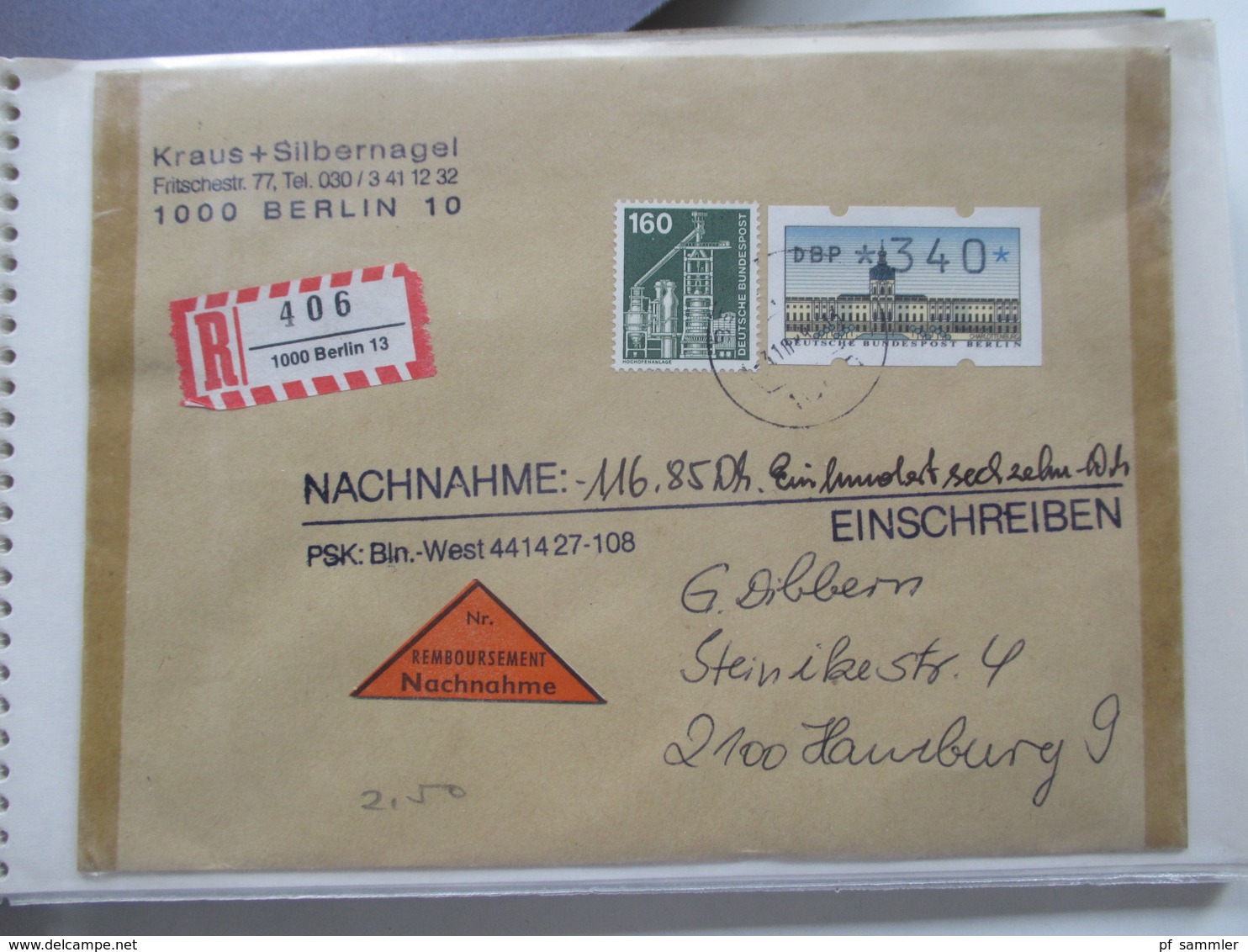 BRD / Berlin Belegeposten in 2 Alben 90 Belege / GA / Paketkarten. 22 Nachnahmekarten mit Zurück Vermerk! 1950 - 90er