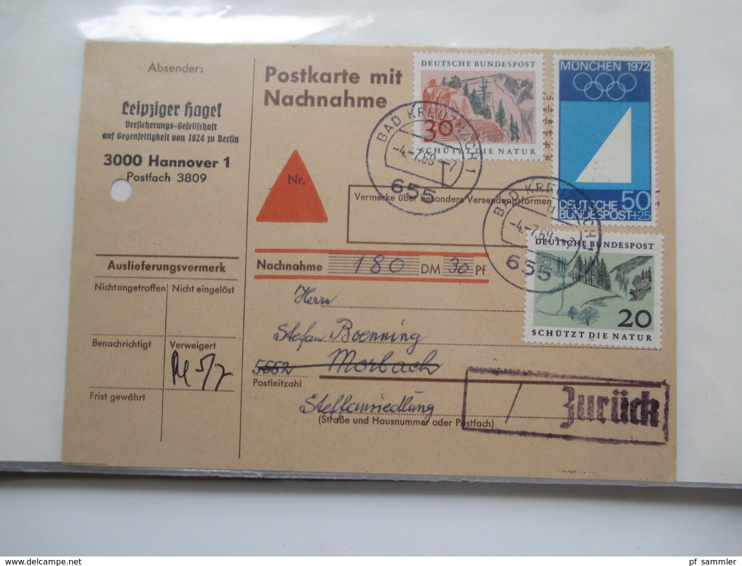 BRD / Berlin Belegeposten in 2 Alben 90 Belege / GA / Paketkarten. 22 Nachnahmekarten mit Zurück Vermerk! 1950 - 90er