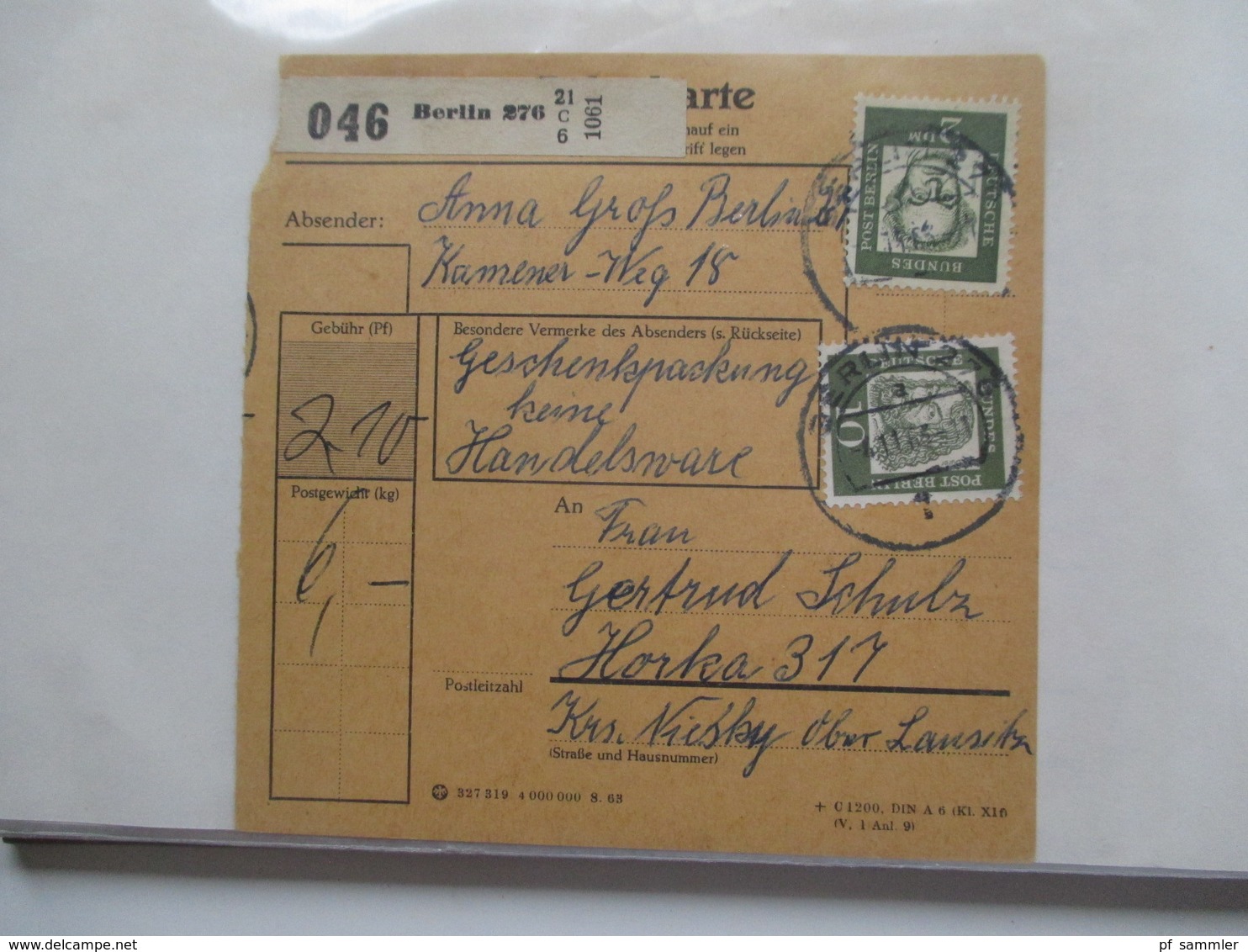 BRD / Berlin Belegeposten in 2 Alben 90 Belege / GA / Paketkarten. 22 Nachnahmekarten mit Zurück Vermerk! 1950 - 90er