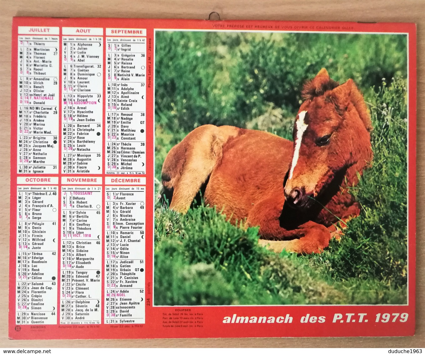 Calendrier La Poste - Almanach : Paris région parisienne 1979. Plan Paris,SNCF,métro