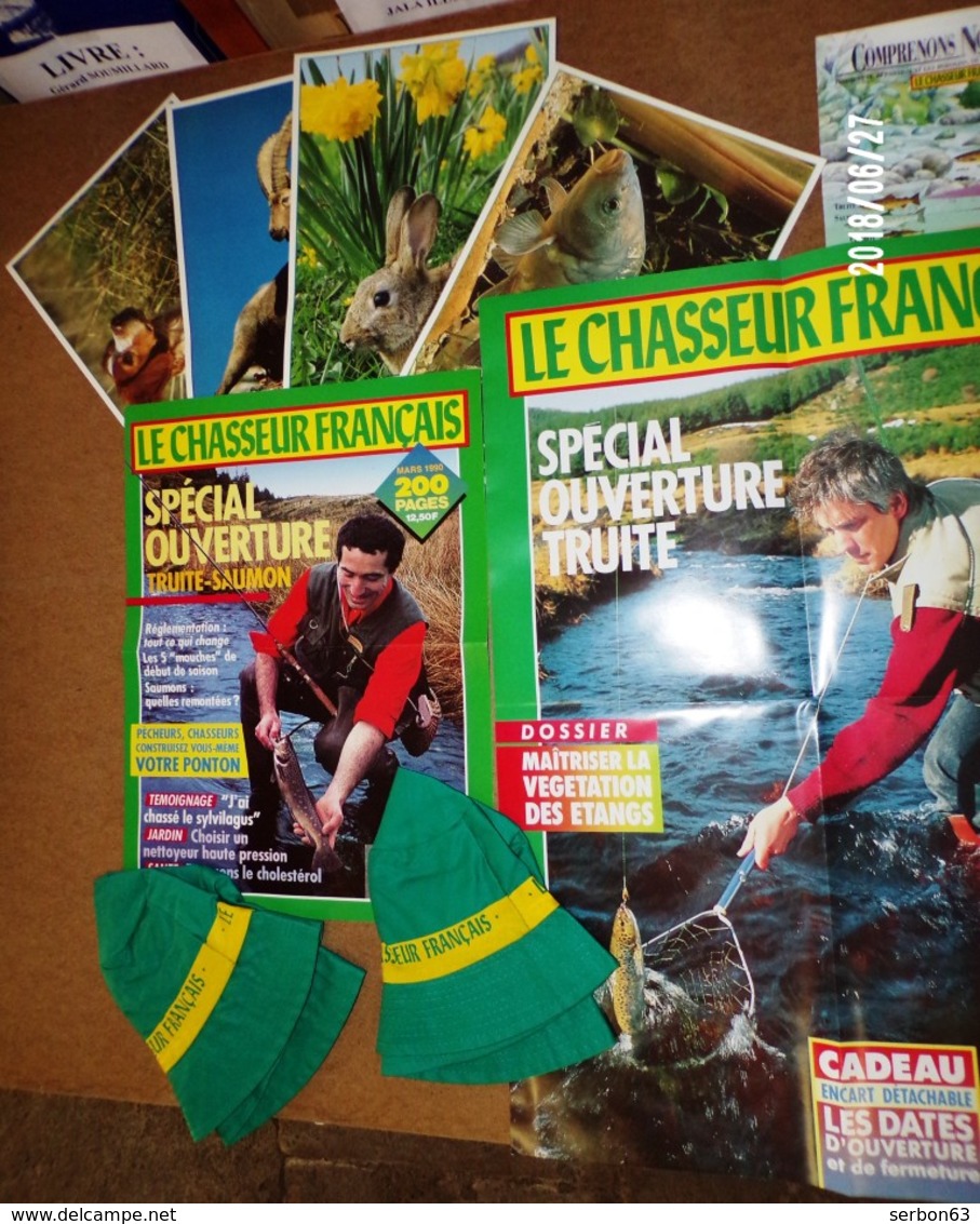 LE CHASSEUR FRANCAIS LOT DE 10 ARTICLES BOB AFFICHE AFFICHETTES PHOTOS DEPLIANT - NOTRE SITE Serbon63 - Casquettes & Bobs