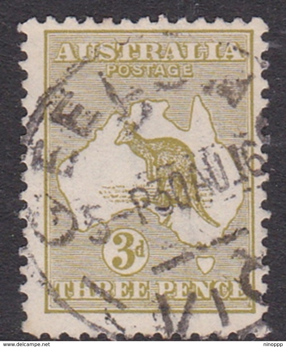 Australia SG 37 1915 Kangaroo,3d Yellow Olive, Used - Gebraucht