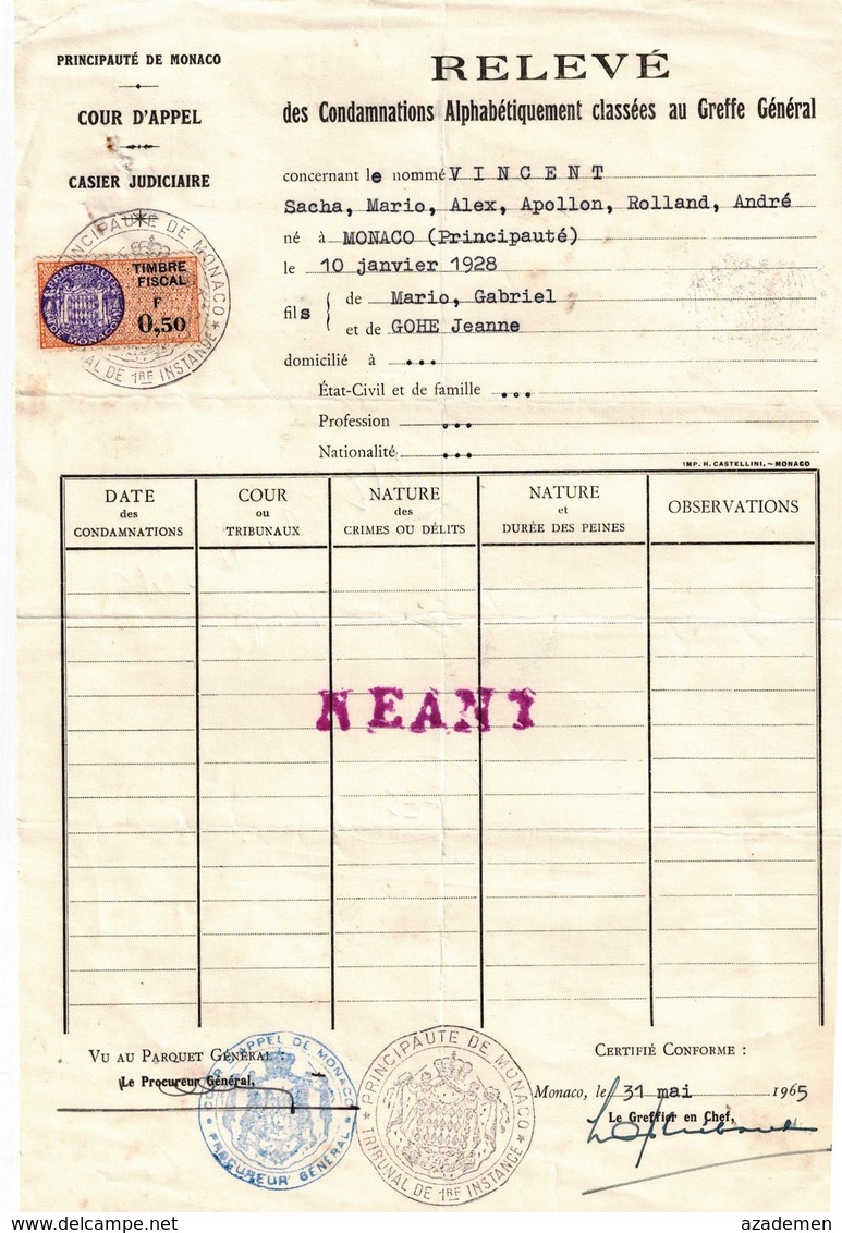 Document Fiscal 1965 - Fiscale Zegels