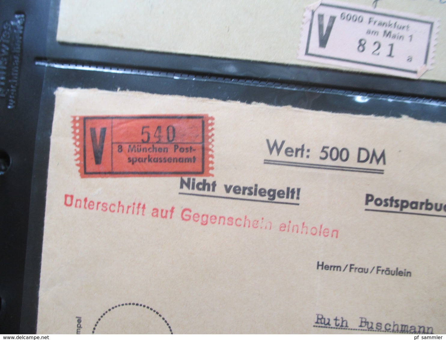 BRD / Berlin Album mit 128 Belegen fast nur Wertbriefe / Eilboten Belege! 1950 - 90er Jahre. Schöne Frankaturen!