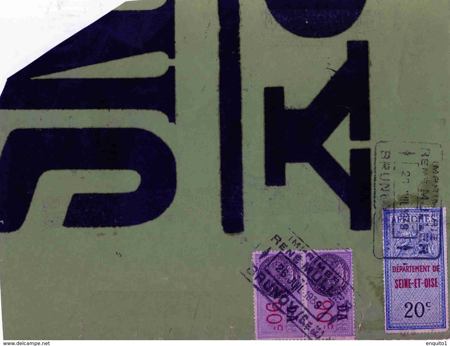 Timbres Fiscaux Sur Fragment D'affiche - Otros & Sin Clasificación