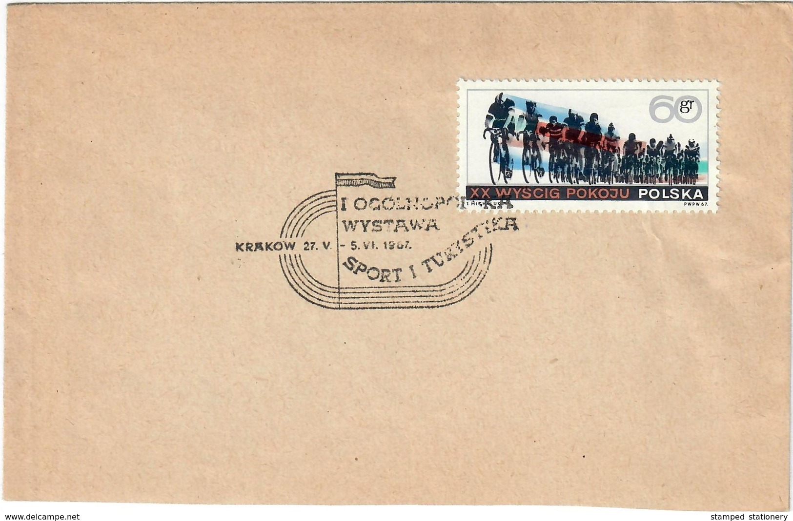 NATIONAL EXHIBITION SPORTS AND TOURISM 27.V-5.VI.1967 KRACOW - 60g. 20 XX INTERNATIONAL CYCLING RACE PEACE SCOTT #1501 - Ciclismo