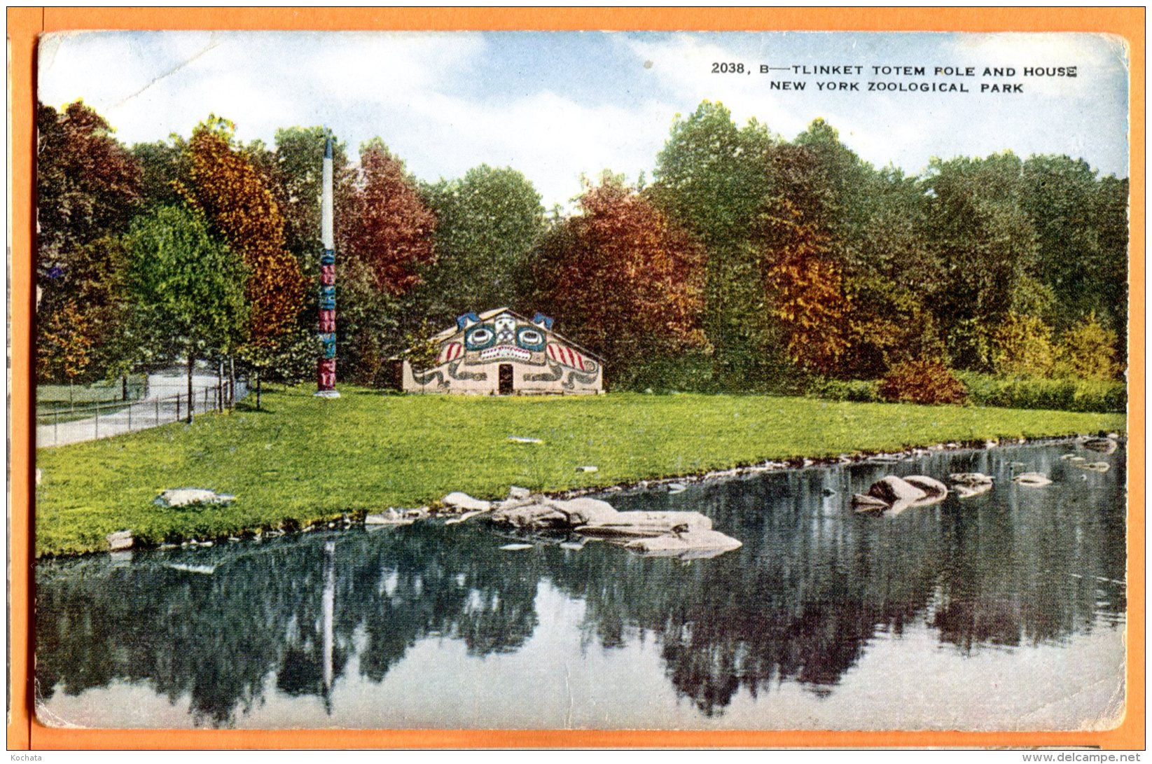 HC789, New York, Zoo, Zoological Park, Totem Pole And House, 2038, Non Circulée - Parks & Gardens