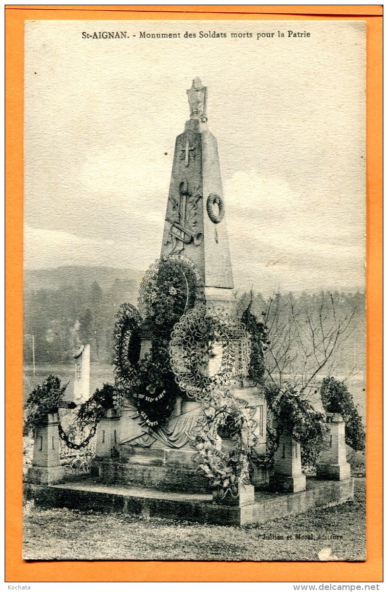 HC807, St-Aignan, Monument Des Soldats Morts Pour La Patrie, France, Circulée Sous Enveloppe - Monumenti Ai Caduti