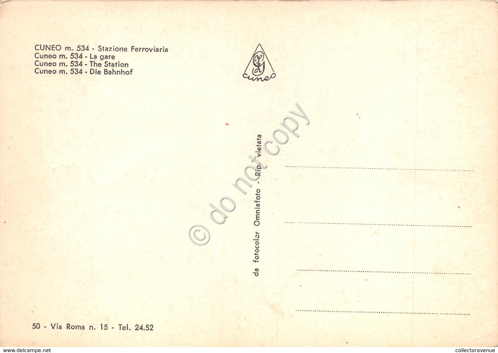 Cartolina Cuneo Stazione Ferroviaria - Cuneo