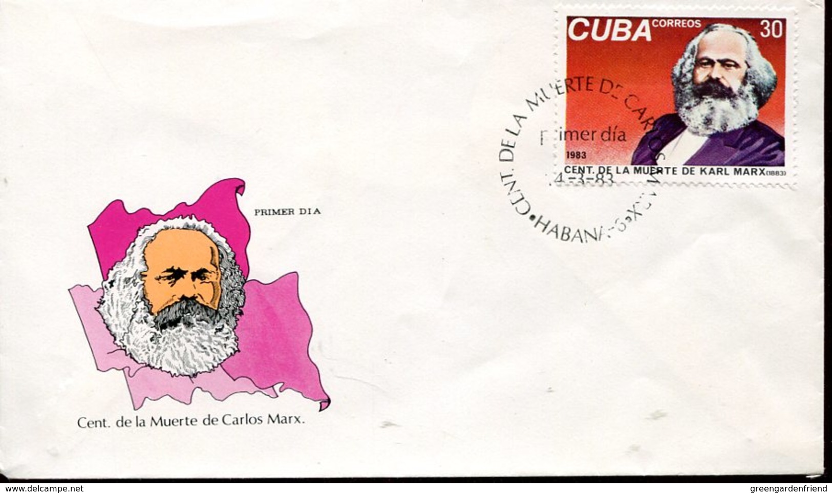 35314 Cuba, Fdc 1983 Centenary Death Of Karl Marx Habana - Karl Marx